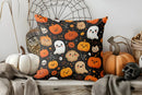 Halloween Pillow Cover Ghosts & Black Cat Design by Axyaa