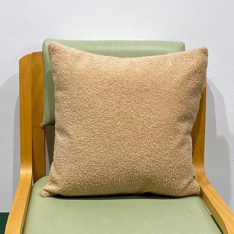 Axyaa Teddy Faux Fur Cushion Cover - Nordic Style Cozy Plush Pillowcase