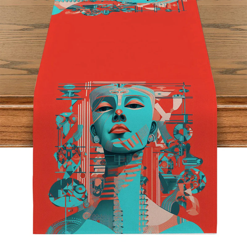 Axyaa Geometric Abstract Table Runner: Elegant Dining Table Decor for Kitchen Parties