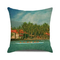 Blue Tropical Cushion Cover by Axyaa: Relaxing Beach Scene Decor for Sofa, Bedroom, Car