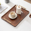 Axyaa Bamboo Tea Set Tray with Metal Handle