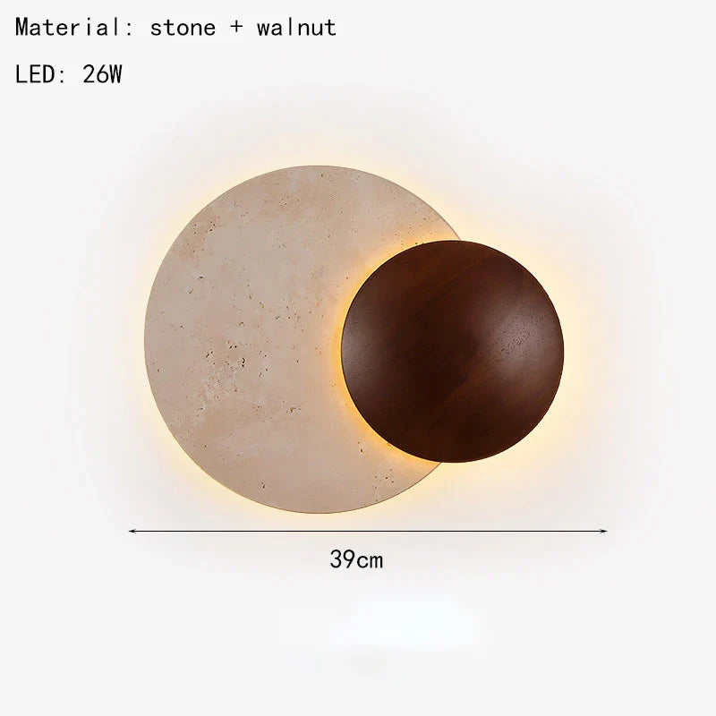 Art Deco LED Wall Lamp by Axyaa in Natural Stone Dark Wood, Dimmable for Indoor Spaces