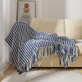 Axyaa Yellow Striped Throw Blanket with Fringe - Soft Multi Color Accent for Home & Travel