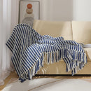 Axyaa Yellow Striped Throw Blanket with Fringe - Soft Multi Color Accent for Home & Travel