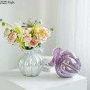 Axyaa Glass Vase: Pumpkin Flower Bud Shape Plant Pots for Table Decor