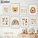 Boho Lion Tiger Rainbow Wall Art Print Canvas Picture for Axyaa Nursery Decor