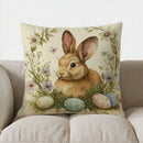Easter Bunny & Floral Decor Pillow Cover for Sofa, Bedroom, Car - Axyaa Brand