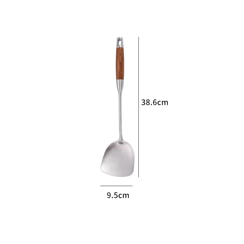 Axyaa Stainless Steel Wooden Handle Kitchen Utensils Set