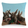 Axyaa Donkey Print Cushion Cover 45x45cm Cute Animals Linen Pillowcase for Home Decor