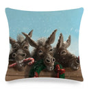 Axyaa Donkey Print Cushion Cover 45x45cm Cute Animals Linen Pillowcase for Home Decor