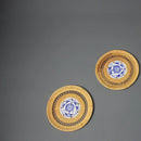 Axyaa Handwoven Rattan Coasters Set - Insulated Cup Mat with Holder