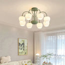 Axyaa Orchid Wind Chime Chandelier - Romantic Floral Pendant Lamp for Living Room