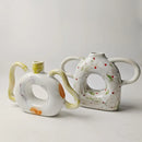 Axyaa Abstract Handle Ceramic Vase for Home Decoration and Floral Arrangement