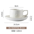 Axyaa Matte Stone Grain Ceramic Coffee Cup Set with Exquisite Camellia Design