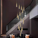 Axyaa Crystal Chandelier: Modern Luxury Stair & Living Room Lighting
