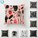 Axyaa Black Cat Party Halloween Anime Cushion Cover Ghost Skull Pumpkin Decor