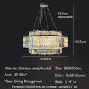 Axyaa Crystal LED Chandelier Ceiling Light - Modern Living Room Pendant Lamp