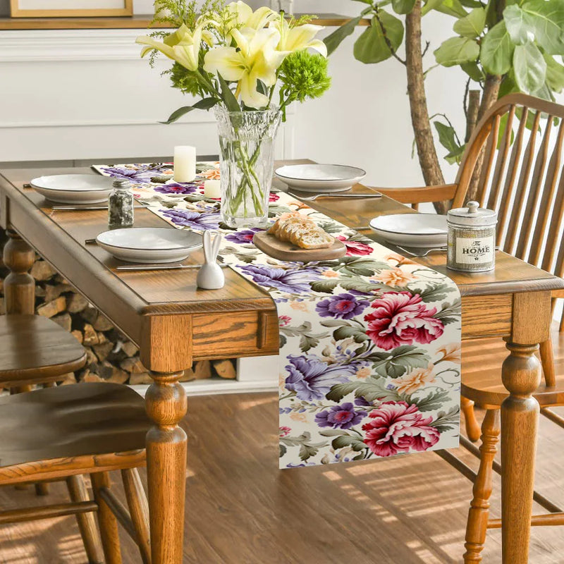 Axyaa Floral Table Runner for Dining Coffee Wedding Holiday Decor