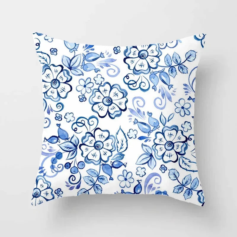 Blue Pattern Cushion Cover 45*45cm Pillowcase for Bedroom Sofa Home Decor by Axyaa
