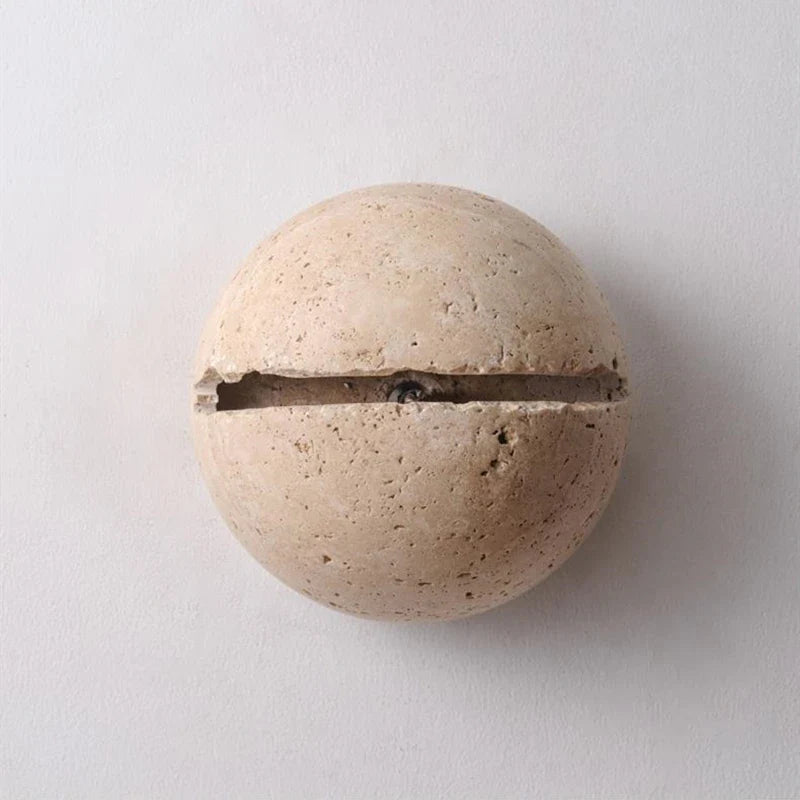 Axyaa Round Yellow Travertine LED Wall Light for Creative Room Decor