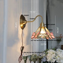 Axyaa Vintage Style Blue Flower Glass Wall Sconce LED Lamp Fixture