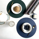 Axyaa Round PU Leather Placemats & Coaster Set for Kitchen and Coffee Shop