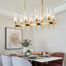 Axyaa Gold Metal Glass Pendant Light with LED, Chain Hanging Lamp for Modern Living Room