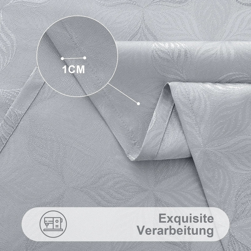 Axyaa Jacquard Leaf Flower Polyester Tablecloth Grey