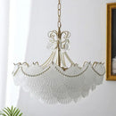 Axyaa Modern Shell Glass Chandelier - Copper Pendant LED Light for Home Decor