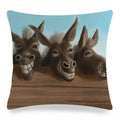 Axyaa Donkey Print Cushion Cover 45x45cm Cute Animals Linen Pillowcase for Home Decor
