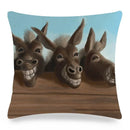 Axyaa Donkey Print Cushion Cover 45x45cm Cute Animals Linen Pillowcase for Home Decor