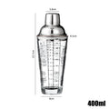 Axyaa Glass Cocktail Shaker 400/600ml Mixer Bar Tool with Scales for Drinks
