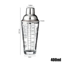 Axyaa Glass Cocktail Shaker 400/600ml Mixer Bar Tool with Scales for Drinks