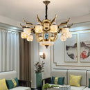 Axyaa Jade Chandelier: Chinese Style Duplex Copper Lamp for Villa Living Room