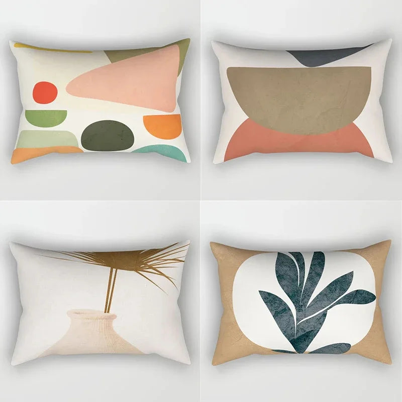 Axyaa Geometric Leaf Plant Print Pillowcase - Modern Nordic Sofa Cushion Cover