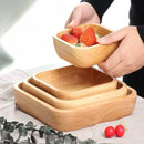 Axyaa Japanese Oak Square Wooden Bowl for Fruit Salad, Desserts, and Snacks
