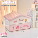 Axyaa Cute House Storage Box: Multi-functional Cosmetic Organizer & Desk Office Stationery Rack
