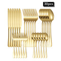 Axyaa Golden Stainless Steel Tableware Set - Knife Fork Spoon Steak cutlery