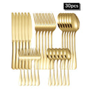 Axyaa Golden Stainless Steel Tableware Set - Knife Fork Spoon Steak cutlery