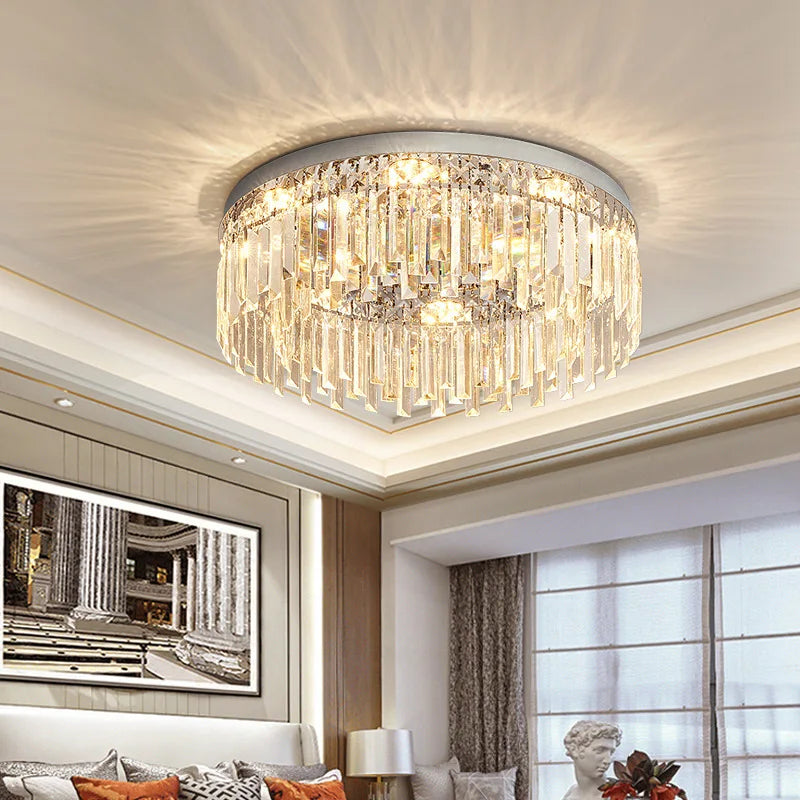 Axyaa Crystal Ceiling Lamp: Modern Minimalist Lighting for Living Room & Bedroom