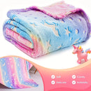 Rainbow Unicorn Glow Blanket: Cozy Flannel Sofa Bed Kids Toddler Boys Girls Axyaa