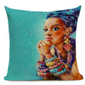 African Nation Women Portrait Pillow Cover for Home Decor by Axyaa