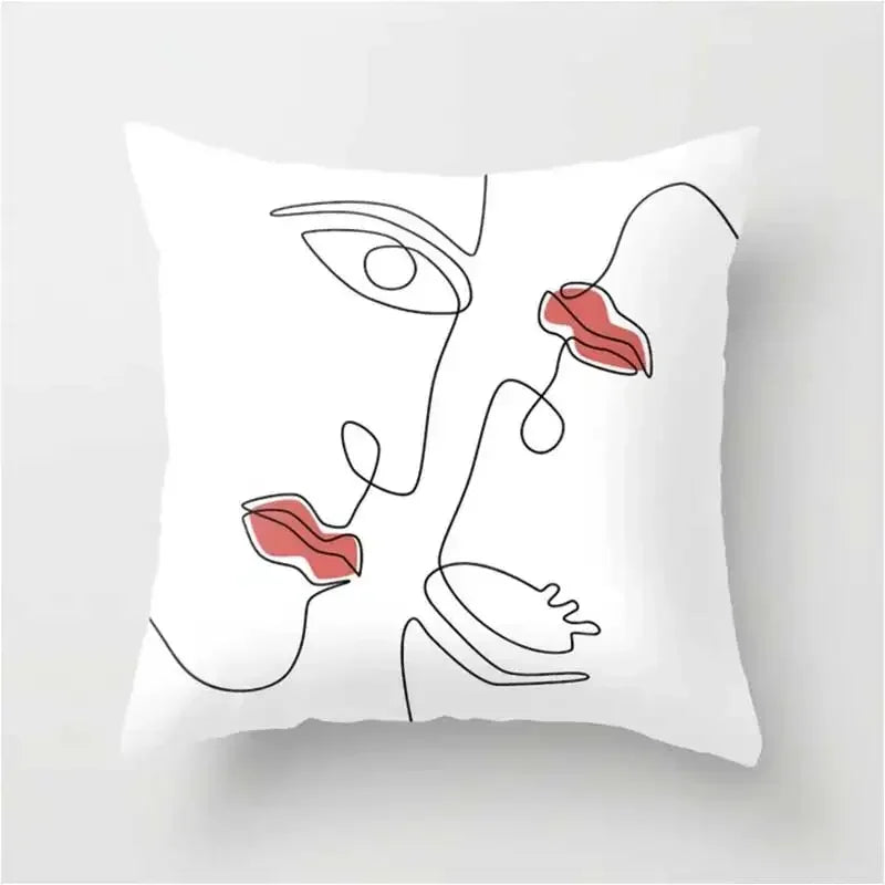 Axyaa Abstract Art Couple Portrait Pillow Cover 45X45CM