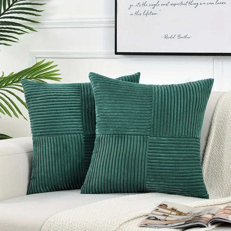 Axyaa Blue Striped Patchwork Cushion Cover for Modern Living Room Decor