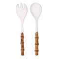 Axyaa Stainless Steel Bamboo Handle Spork Salad Server Fork Spoon Set