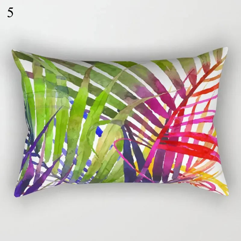 Tropical Green Plant Decor Throw Pillow Cover by Axyaa for Modern Bohemian Style