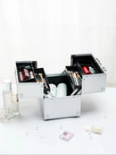 Axyaa 4-Tier Extra Large Makeup Train Case, Lockable Travel Cosmetic Organizer