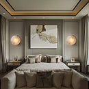 Axyaa Alabaster Marble Wall Lamp: Elegant All Copper Lighting for Bedroom, Living Room, Hallway