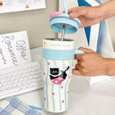 Axyaa Cute Thermos Water Bottle Insulated Stainless Steel Tumbler with Straw