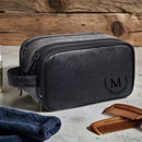 Axyaa Men's Vintage Style PU Leather Toiletry Bag With Hanging Hook
